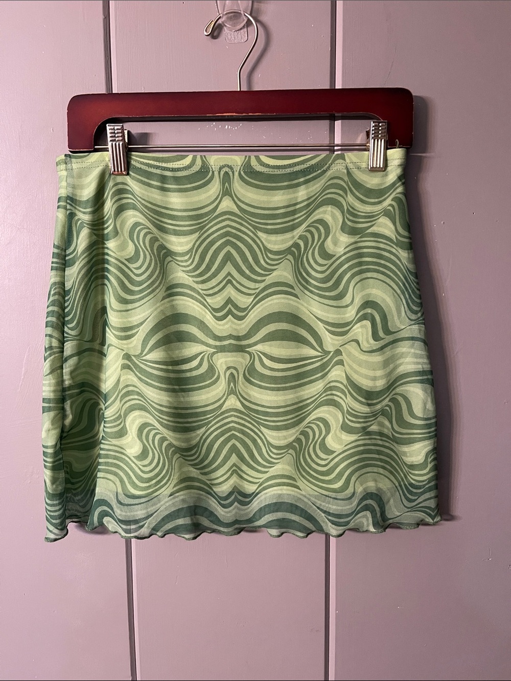 H&M Skirt Mini Green Mesh Boho 60s Vibes Groovy Festival Indie Sleaze Urban Cool